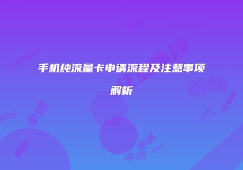 手机纯流量卡申请流程及注意事项解析