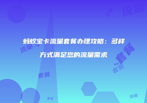 蚂蚁宝卡流量套餐办理攻略：多样方式满足您的流量需求