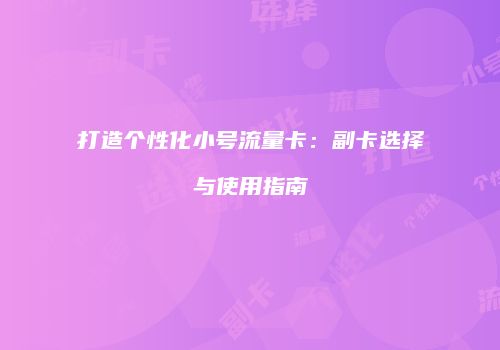 打造个性化小号流量卡：副卡选择与使用指南