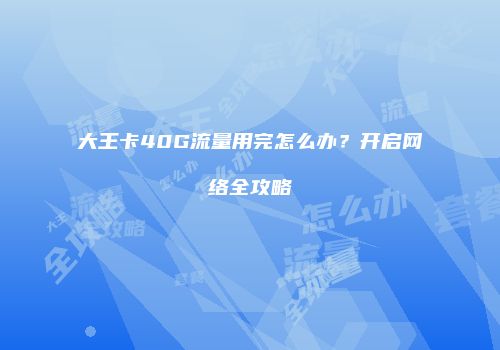 大王卡40G流量用完怎么办?开启网络全攻略