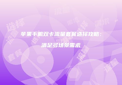 苹果手机双卡流量套餐选择攻略:满足多场景需求