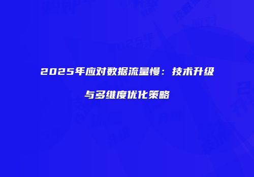 2025年应对数据流量慢:技术升级与多维度优化策略
