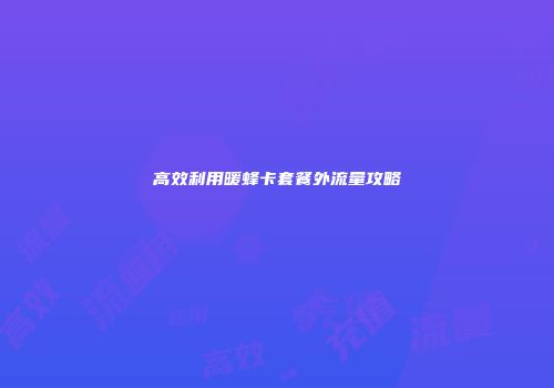 高效利用暖蜂卡套餐外流量攻略