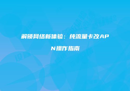 解锁网络新体验:纯流量卡改APN操作指南