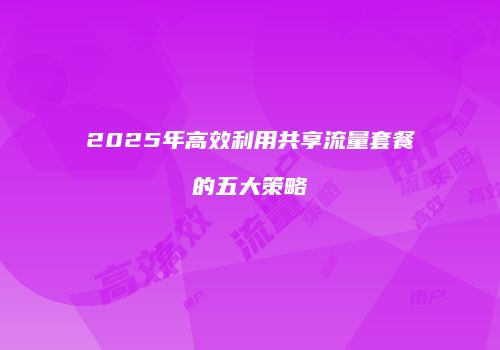 2025年高效利用共享流量套餐的五大策略