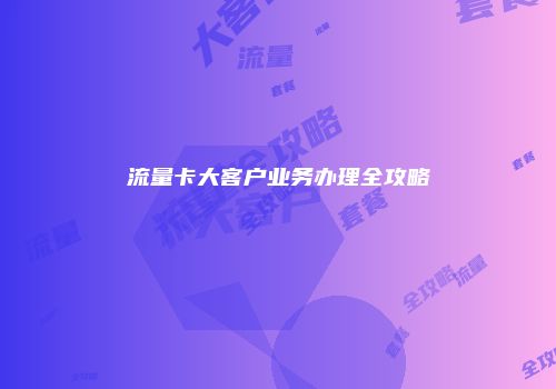 流量卡大客户业务办理全攻略