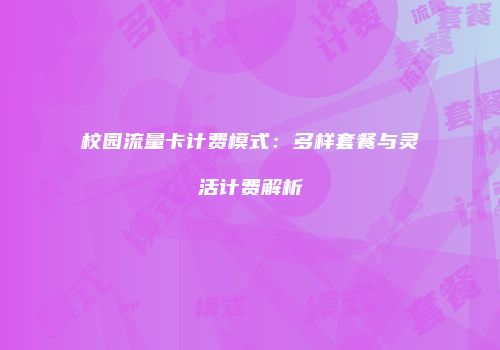 校园流量卡计费模式:多样套餐与灵活计费解析