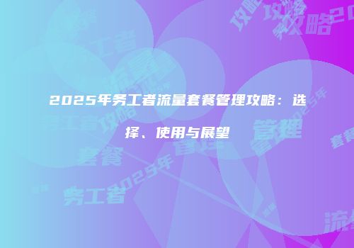 2025年务工者流量套餐管理攻略:选择、使用与展望