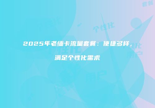 2025年老缅卡流量套餐:便捷多样,满足个性化需求