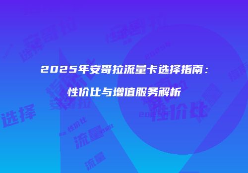 2025年安哥拉流量卡选择指南：性价比与增值服务解析
