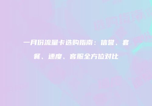 一月份流量卡选购指南：信誉、套餐、速度、客服全方位对比
