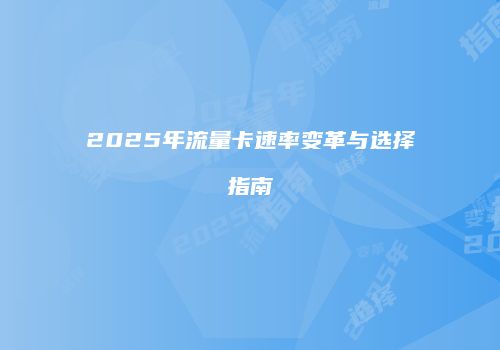 2025年流量卡速率变革与选择指南