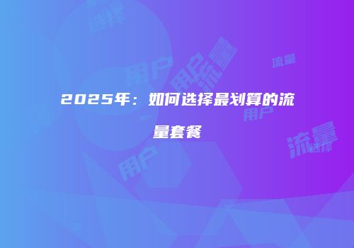 2025年:如何选择最划算的流量套餐