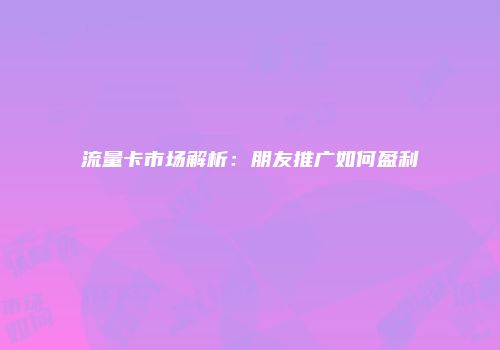 流量卡市场解析:朋友推广如何盈利