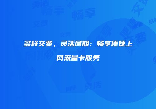 多样交费,灵活周期:畅享便捷上网流量卡服务