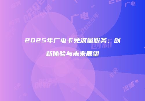 2025年广电卡免流量服务:创新体验与未来展望