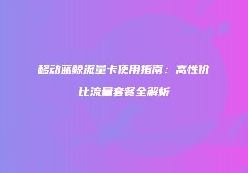 移动蓝鲸流量卡使用指南:高性价比流量套餐全解析