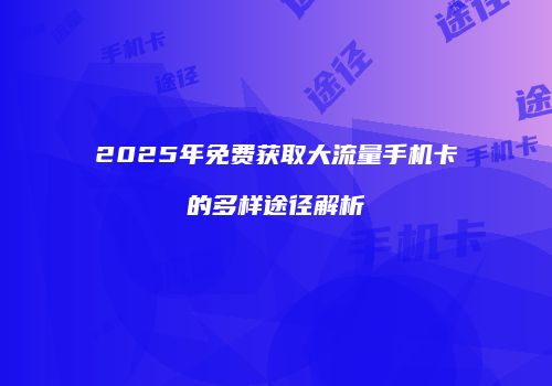 2025年免费获取大流量手机卡的多样途径解析