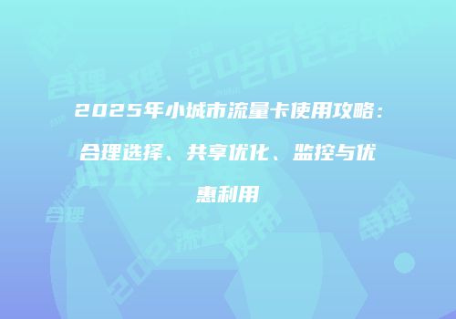2025年小城市流量卡使用攻略：合理选择、共享优化、监控与优惠利用