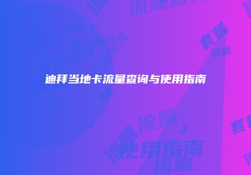 迪拜当地卡流量查询与使用指南