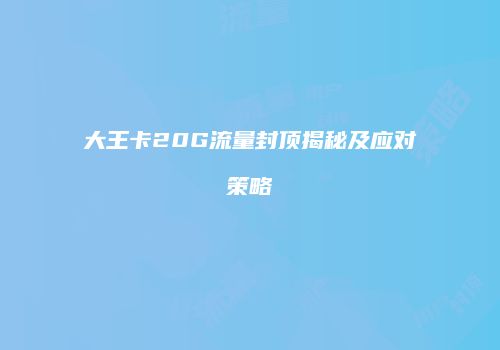 大王卡20G流量封顶揭秘及应对策略