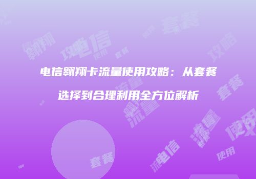 电信翱翔卡流量使用攻略：从套餐选择到合理利用全方位解析