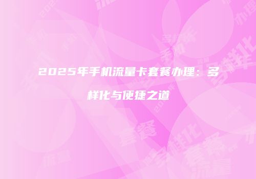2025年手机流量卡套餐办理:多样化与便捷之道