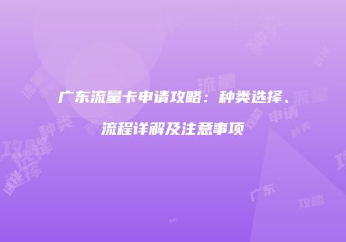 广东流量卡申请攻略：种类选择、流程详解及注意事项