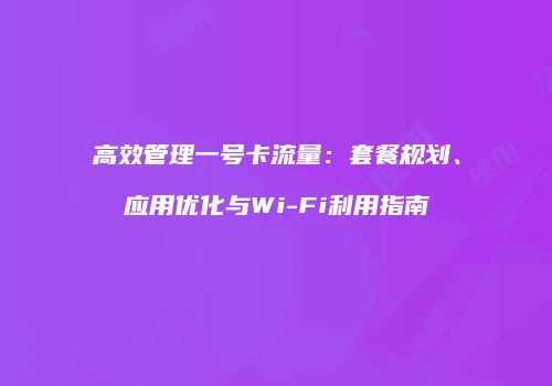 高效管理一号卡流量：套餐规划、应用优化与Wi-Fi利用指南