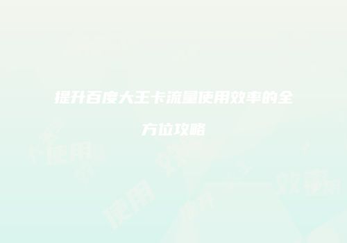 提升百度大王卡流量使用效率的全方位攻略
