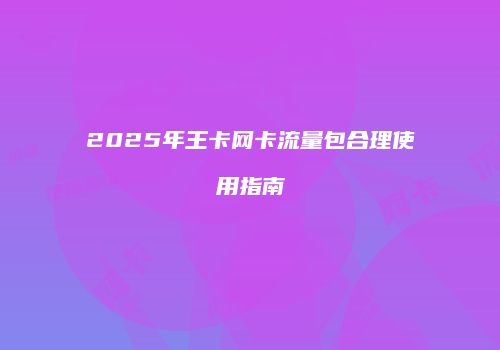 2025年王卡网卡流量包合理使用指南