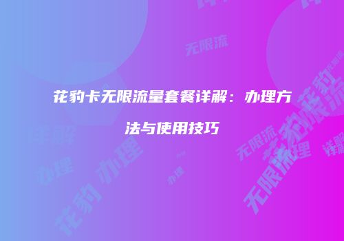 花豹卡无限流量套餐详解：办理方法与使用技巧