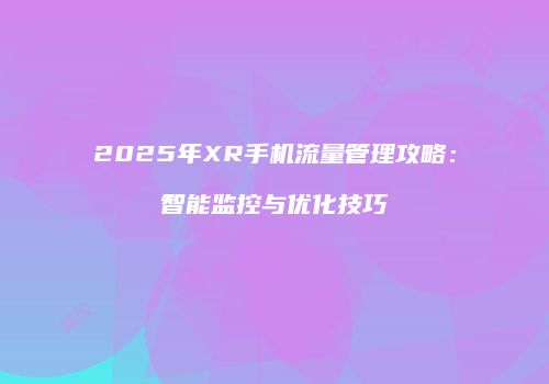 2025年XR手机流量管理攻略：智能监控与优化技巧