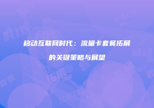 移动互联网时代：流量卡套餐拓展的关键策略与展望