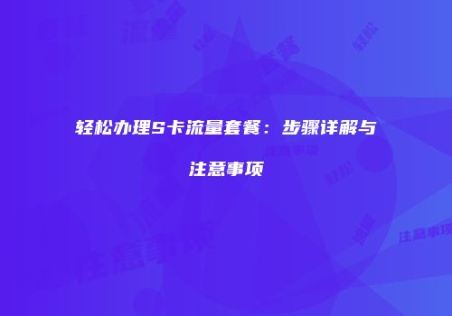 轻松办理S卡流量套餐:步骤详解与注意事项
