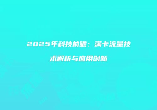 2025年科技前瞻：满卡流量技术解析与应用创新
