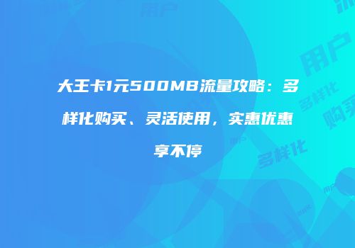 大王卡1元500MB流量攻略：多样化购买、灵活使用，实惠优惠享不停
