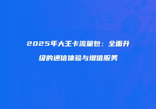 2025年大王卡流量包：全面升级的通信体验与增值服务