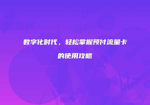 数字化时代,轻松掌握预付流量卡的使用攻略