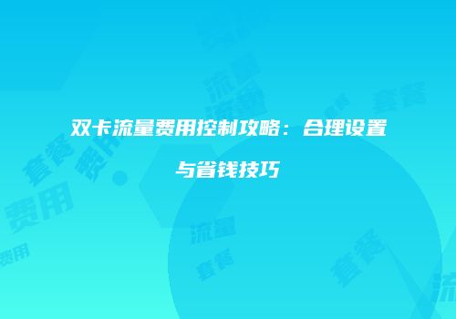 双卡流量费用控制攻略:合理设置与省钱技巧