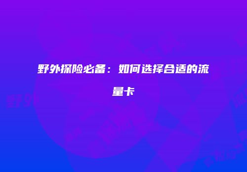 野外探险必备:如何选择合适的流量卡