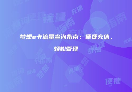 梦想e卡流量查询指南：便捷充值，轻松管理