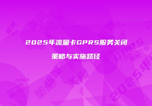 2025年流量卡GPRS服务关闭策略与实施路径