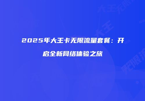 2025年大王卡无限流量套餐：开启全新网络体验之旅