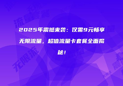2025年震撼来袭：仅需9元畅享无限流量，超值流量卡套餐全面揭秘！