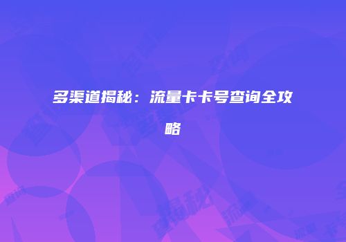 多渠道揭秘:流量卡卡号查询全攻略
