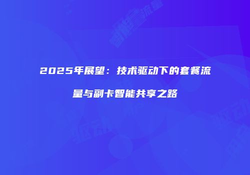 2025年展望：技术驱动下的套餐流量与副卡智能共享之路