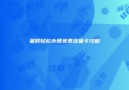 暑假轻松办理免费流量卡攻略