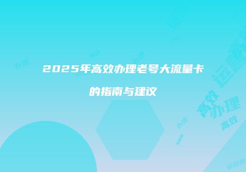 2025年高效办理老号大流量卡的指南与建议