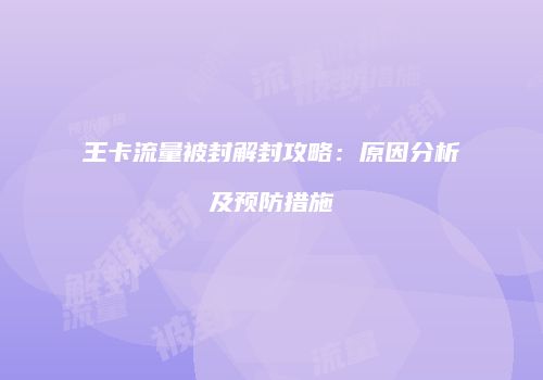 王卡流量被封解封攻略：原因分析及预防措施